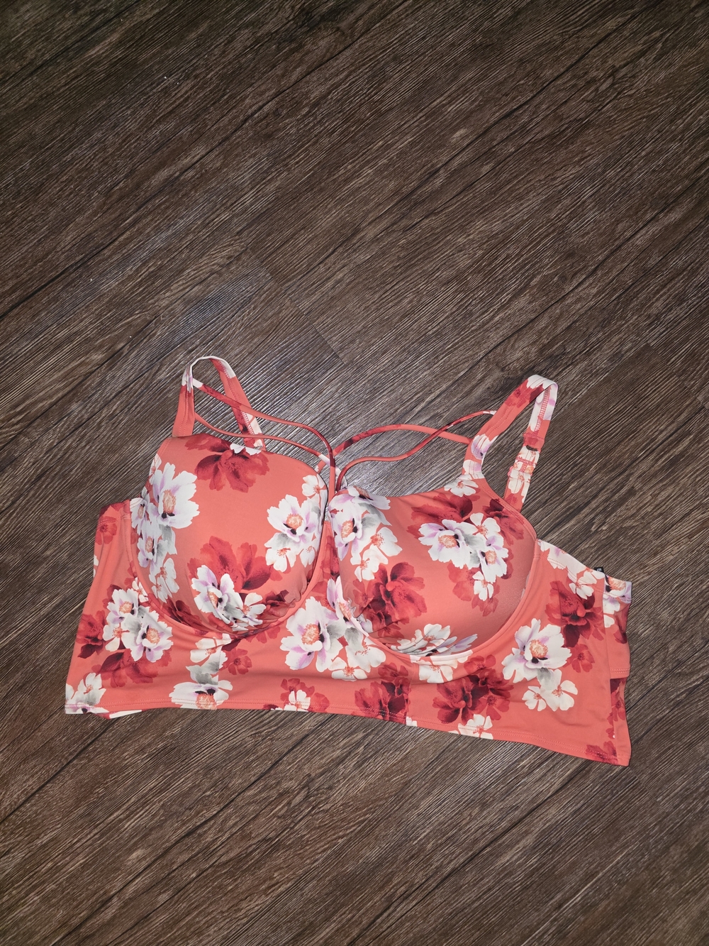 Floral Coral Padded Swim Top